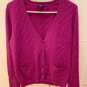 PINK TALBOTS SIZE LARGE BUTTON UP SWEATER